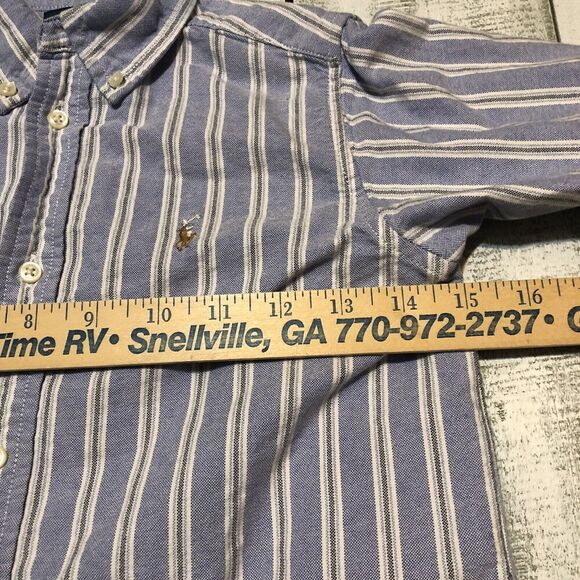 Polo Ralph Lauren Boy's size 7 button down Striped Shirt Blue Long Sleeve - Picture 8 of 11